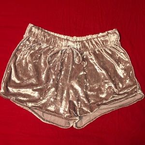 High-Waisted Velvet Shorts